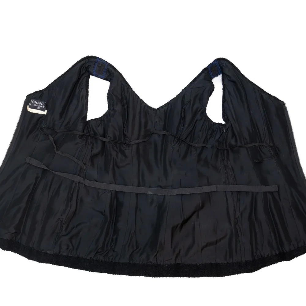 RARE Chanel Vintage S/S 1993 Circa Black Tweed Corset‎ with Gold Clover Buttons